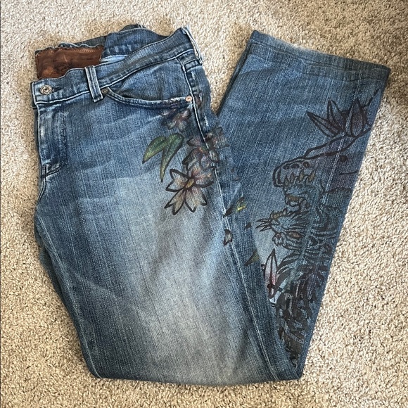 7 For All Mankind Denim - Embroidered Floral Straight Leg Jeans